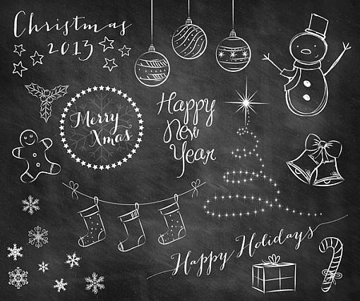 Holiday Doodle Chalkboard Overlays