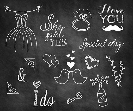 Wedding Doodle Chalkboard Overlays