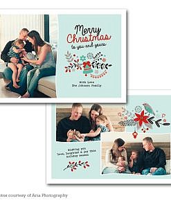 Merry Floral Holiday Card Template